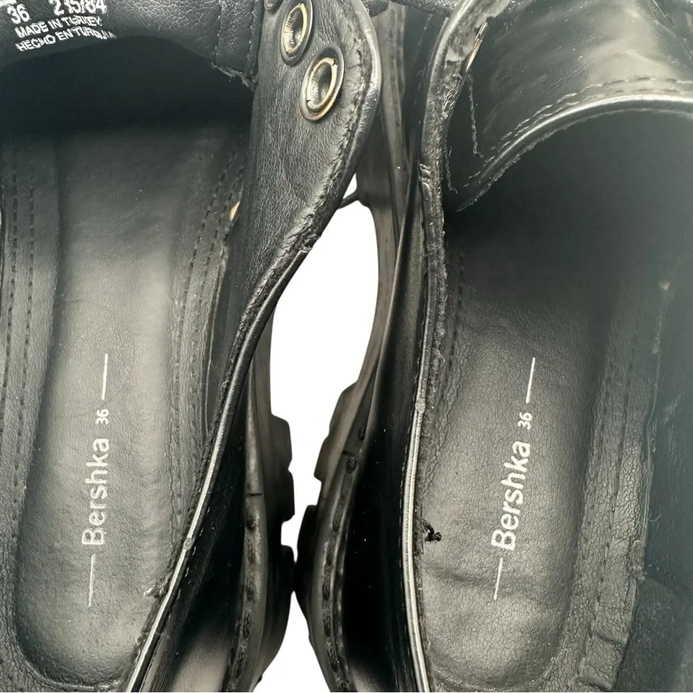 Bershka Chunky Platform Oxford Shoes Black Unisex EU 36